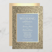 グリッターゴールド・アンド・ダスティーブルー結婚式招待状 招待状 (正面/裏面)