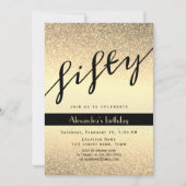 グリッターゴールド 50歳の誕生日 招待状 (正面)