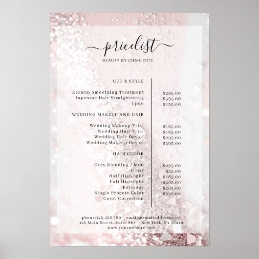グリッターサロン価格表ポスター ポスター (正面)