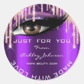 グリッターサンキューアイマツバラパープルWith Love ラウンドシール (正面)