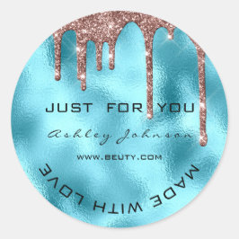 グリッターサンキューバラブルー作りラブネーム ラウンドシール