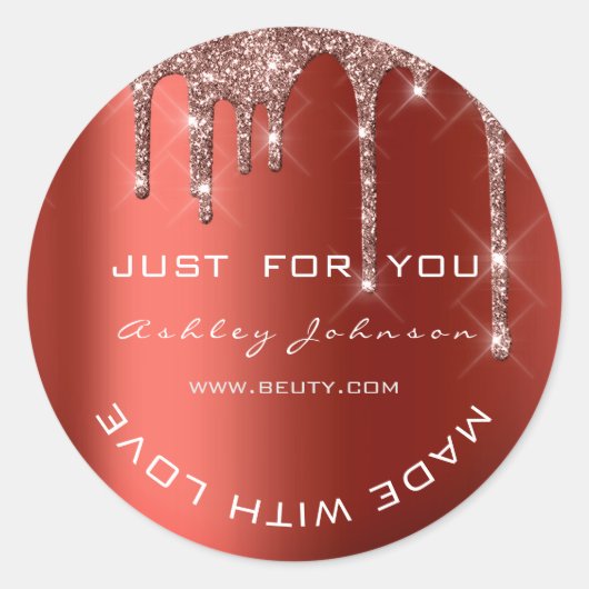 グリッターサンキューバラレッドメイドスモールビジネス ラウンドシール (正面)