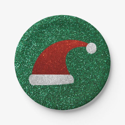 グリッターサンタハット ペーパープレート (正面)