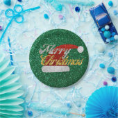 グリッターサンタハット ペーパープレート (パーティー)