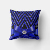 グリッターシェブロンきらきら光るダイヤモンドボウ |サファイア クッション (裏面)