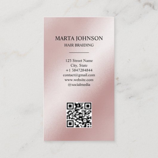 グリッターシックAfroアメリカの組み組みQRコード 名刺 (裏面)