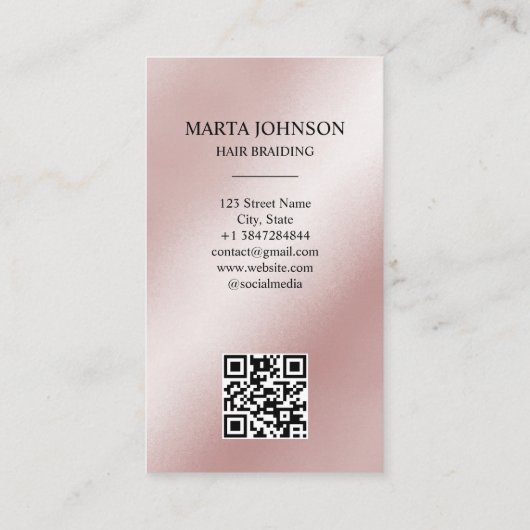 グリッターシックAfroアメリカの組み組みQRコード 名刺 (裏面)