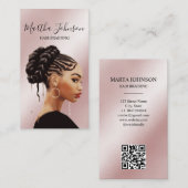 グリッターシックAfroアメリカの組み組みQRコード 名刺 (正面/裏面)