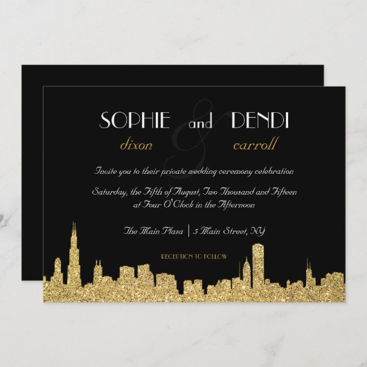 グリッターシティスカイライン結婚式招待状 招待状 (正面/裏面)