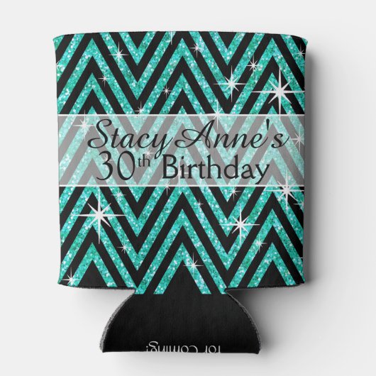 グリッターシボきらきら光るロン |ティール（緑がかった色） 缶クーラー (裏面)