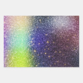 グリッターシャイニースターレインボーパープルクライスマス ラッピングペーパーシート (正面3)