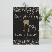 グリッターシャインシークイングラスシャンパンハートパーズ 招待状 (スタンド正面)