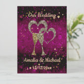 グリッターシャインシークイングラスシャンパンハートパーズ 招待状 (スタンド正面)