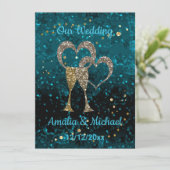 グリッターシャインシークイングラスシャンパンハートパーズ 招待状 (スタンド正面)