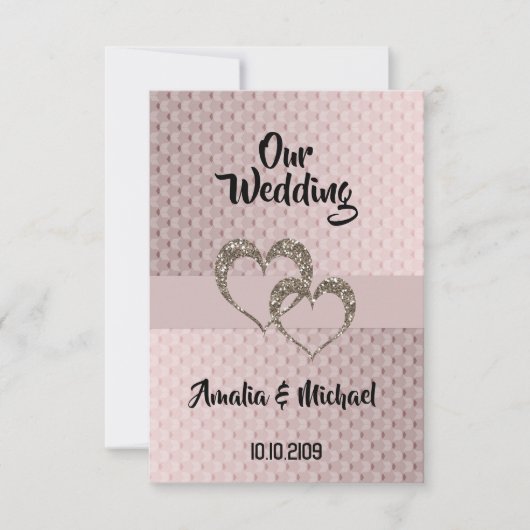 グリッターシャインシークイン二ハートの愛結婚パーソ 招待状 (正面)