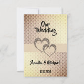 グリッターシャインシークイン二ハートの愛結婚パーソ 招待状 (正面)