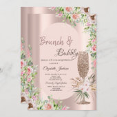 グリッターシャンパングラスバラバラ金ゴールド 招待状 (正面/裏面)