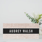 グリッターシャンパンピンクブラックギフト券 招待状 (スタンド正面)