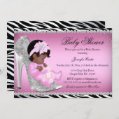 グリッターシューズ&ベビーガールベビーシャワー招待状 招待状 (正面/裏面)