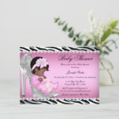 グリッターシューベビーガールベビーシャワーエスニック 招待状 (スタンド正面)