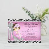 グリッターシューベビーガールベビーシャワーB 招待状 (スタンド正面)