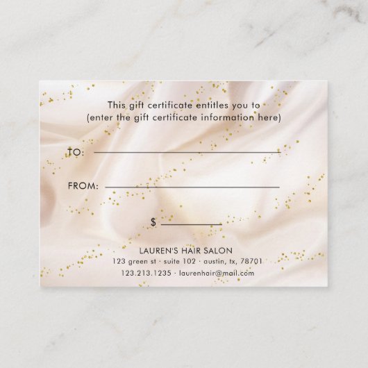 グリッターシルクサテン金ゴールドギフト券 名刺 (裏面)