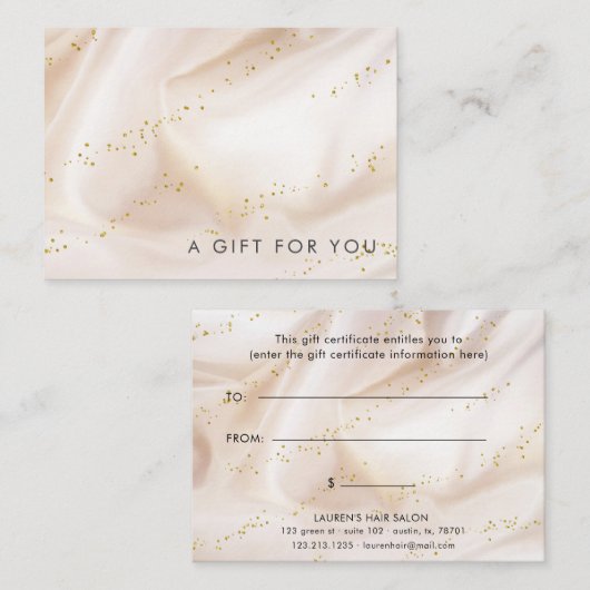 グリッターシルクサテン金ゴールドギフト券 名刺 (正面/裏面)