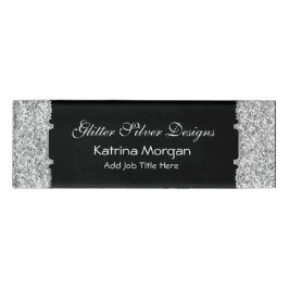 グリッターシルバーエレガンススキニーネームタグ 名札