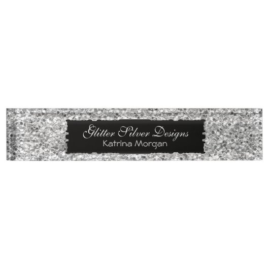 グリッターシルバーエレガンス デスクネームプレート (正面)