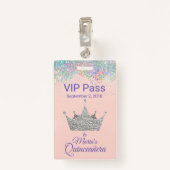 グリッターシルバーカラフルクラウンキンセアニェラVIP バッジ (裏面クリップ)