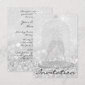 グリッターシルバーガラスバブルシャンパンブライダル16th 招待状 (正面/裏面)