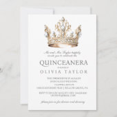 グリッターシルバークラウンキンセアニェラ誕生日 招待状 (正面)