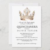 グリッターシルバークラウンキンセアニェラ15誕生日 招待状 (正面)