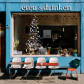 グリッターシルバークリスマスツリーストアフロントデコール ウィンドウサイン