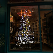 グリッターシルバークリスマスツリーストアフロントデコール ウィンドウサイン