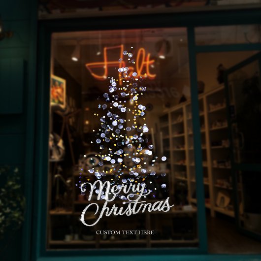 グリッターシルバークリスマスツリーストアフロントデコール ウィンドウサイン