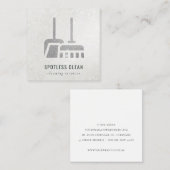 グリッターシルバーグレイ箒掃除サービス スクエア名刺 (正面/裏面)