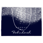 グリッターシルバーグレーネームブルーネイビーブライダルホワイト ラージペーパーバッグ (裏面)