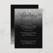 グリッターシルバーシンプルモダンの結婚方向 エンクロージャーカード (正面/裏面)