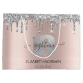 グリッターシルバードリップバラ金ゴールド18誕生日 ラージペーパーバッグ (裏面)