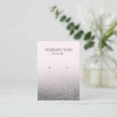 グリッターシルバーピンクグラデーションジュエリーイヤリングディスプレイ 名刺 (スタンド正面)