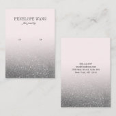 グリッターシルバーピンクグラデーションジュエリーイヤリングディスプレイ 名刺 (正面/裏面)