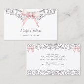 グリッターシルバーフレームピンクボウ名刺 名刺 (正面/裏面)