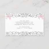 グリッターシルバーフレームピンクボウ名刺 名刺 (裏面)