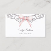 グリッターシルバーフレームピンクボウ名刺 名刺 (正面)