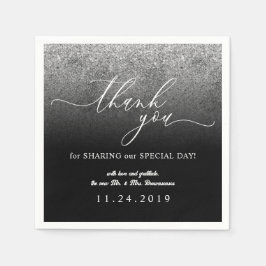 グリッターシルバーミニマリスト結婚デコル スタンダードカクテルナプキン