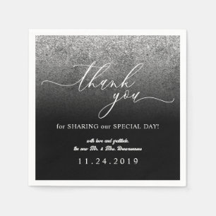 グリッターシルバーミニマリスト結婚デコル スタンダードカクテルナプキン