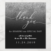 グリッターシルバーミニマル結婚リスト ワインラベル (シングルラベル)