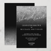 グリッターシルバー スパークル 水彩 リハーサルディナー 招待状 (正面/裏面)