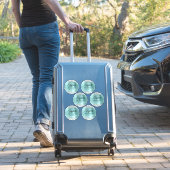 グリッターシルバー&ターコイズ40th誕生日5"円 シール (スーツケースインサイチュ)